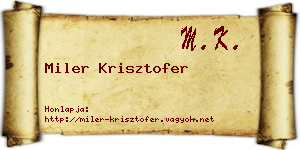 Miler Krisztofer névjegykártya